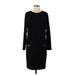 DKNY Casual Dress High Neck 3/4 sleeves: Black Print Dresses - Women's Size 2