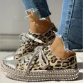 2023 donna primavera stampa leopardo tela moda Sneakers strass paillettes piatto selvaggio scarpe da