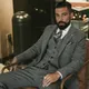 Grau Wolle Tweed Winter Anzug für Männer Fischgräten Slim Fit Formale Bräutigam Smoking 3 Stück