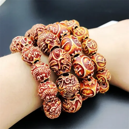 Mode Rudraksha Perlen Armbänder für Frauen Natur Rudraksha Armbänder Männer Religiöse Buddha