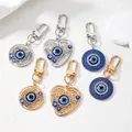 Zircon Hollow Evil Eyes Heart Flower Keychain Keyring For Women Couple Unique Turkish Blue Eye Bag