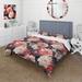 Designart "Rustic Enchanting Pink Floral Impression" Red Cottage Bed Cover Set With 2 Shams