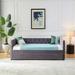 Twin Velvet Daybed with Button and Copper Nail with Trundle, Grey