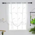 1 pcs Rod Pocket Roman Curtain for Kitchen Door Corridor Birds Embroidered White Tulle Small Bay