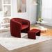 Concave-type Computer Chair Sofa Office Chair Sofa Modern Barrel Chair Sofa Wine Red Club Tub Round Arms Chair with Ottomans