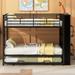 Twin Size Bunk Bed Sturdy Metal Frame Bed with Storage Big Bookshelf and Trundle Bed, Full-Length Guardrails