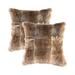 Set Of Two 18" Brown Rabbit Zippered Natural Fur Throw Pillows