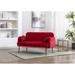Red Tufted Back Loveseat Sofa Velvet Sleeper Loveseat Sofa Accent Settee w/ 2 Half Moon Pillows and Square Arms for Living Room