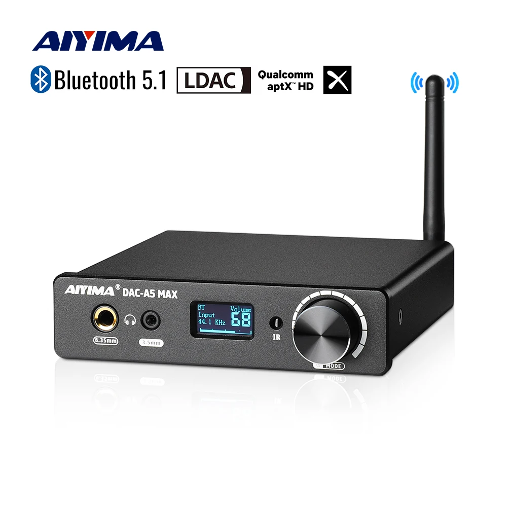 Aiyima audio DAC-A5 max kopfhörer verstärker bluetooth 5. 0 es9038k2m decoder aptx ldac unterstützung dsd256 pcm384 mit fernbedienung Image