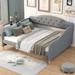 Modern Full Size Upholstery Platform Bed Daybed with Button Tufted Backrest