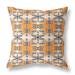 16" X 16" Orange And Gray Abstract Zippered Suede Throw Pillow