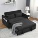 Folding Sleeper Loveseat Sofa with Pull-out Recliner Bed, Convertible Velvet Sofa Bed with Detachable Arm Pockets, Pillows