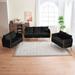 3-Piece Modern Velvet Upholstered Living Room Sofa Set with 3-Seater Sofa and 2 Loveseats, Handmade Woven Tufted Back & Arms