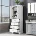 Storage Cabinet with Round Metal Handles Doors and Drawers for Bathroom Simple Wardrobe Kitchen Pantry with Adjustable Shelf