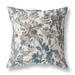 26" X 26" Green And Grey Broadcloth Floral Throw Pillow