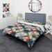 Designart "Grey And Red Lattices Geometric Matrix Grid" Red Modern Bedding Set With Shams