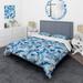 Designart "Blue And White Striped Symmetry I" White Modern Bedding Cover Set With 2 Shams