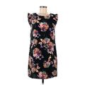 Nicole Miller New York Casual Dress - Shift Scoop Neck Sleeveless: Black Floral Dresses - Women's Size 6