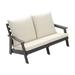 Patio Sofa Outdoor Furniture Loveseat Couch w/ Wood Grain Texture, Loveseat Bench with Cushion, All Weather Outdoor Garden Sofa