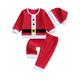 Toddler Girls Boys Christmas Outfits Tops Long Pants Santa Hat Set