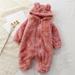 Ydojg Baby Girl Romper Boys Cute Solid Long Sleeves Cartoon Bear Ears Footed Hooded Zipper Romper Warm Footie Jumpsuit Sleeper Pajamas Outfits