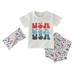 Toddler Boys Girls Independence Day 4 of July Short Sleeve Letter Prints T Shirt Tops Shorts Outfits Boys Size 14 16 Toddler Boy Clothes Summer Set Toddler Romper 2T Boy Long Sleeve