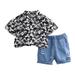 Toddler Baby Boy Shorts Sets Hawaii Outfit Kid Leave Floral Short Sleeve Shirt Top Shorts Suits Boy Warm Toddler Boy Clothes Fall Winter Baby Rompers 3 6 Months Boy