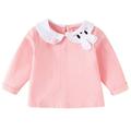 WOXINDA Kids Children Toddler Baby Girls Long Sleeve Cute Cartoon Collar Cotton T Shirt Blouse Tops Outfits Clothes