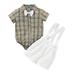 NZRVAWS Newborn Baby Boys Shorts Set 3 Months Boys Short Sleeve Plaid Button T-Shirt and Suspender Shorts Set Baby Boys Clothes 6 Months