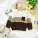 LYCAQL Baby Girl Clothes Toddler Baby Girl Boy Patchwork Color Block Knit Sweater Warm Sweatshirt Long Sleeve Toddler (Coffee 6-9 Months)