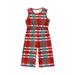 Lamuusaa Toddler Girls Plaid Print Tank Jumpsuit Sleeveless Round Neck Long Pants Overalls Christmas Clothes