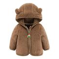 Baby Deals!Toddler Girls Fleece Jacket with Ears Winter Fleece Coat for Boys Warm Hood Coat Zip Up Teddy Coat Warm Winter Outwear Fleece Jacket for Toddler Girls Clearance 0-24 Months