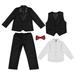 Shiningupup Kids Toddler Baby Boys Spring Summer Cotton Long Sleeve Shirt Pants Coat Vest Solid 5Pc Suit Clothes Kids Boys 7 8 Toddler Boy Shirts 3T Graphic Baby Rompers Boy