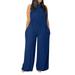 Amtdh Women s Trendy Wide Leg Overalls Clearance Solid Color Lounge Sleeveless Sexy Halter Rompers Baggy Jumpsuit Plus Size Lightweight Casual Loose Comfy Trousers Fashion 2023 Ladies Fall Blue XXL