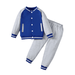 Kids Toddler Boys Clothes Color Block 4 Years Boys Long Sleeve Patchwork 5 Years Boys Casual Fall Winter Baseball Coat Jacket Knitted Pants 2PCS Outfit Set Blue