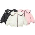 Godderr Kids Toddler Girls Fall Winter Cotton Jacket 3-12 Years Old Doll Collar Cardigan Coats Embroidery Padded Cotton Outerwear Small Fragrant Wind Warm Tops