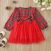 eczipvz Baby Girl Clothes Toddler Kids Baby Girls Clothes Christmas Dresses Ruffle Red Plaid Mesh Tulle Dress Xmas Baby Girl (Red 4-5 Years)