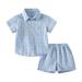 Toddler Boy s 2 Piece Outfit Button Down Striped Shirt with Pocket and Striped Short Sets Boys Toddler Boy Clothes Summer 2T Toddler Romper Boy Zip Baby Bodysuit Long Sleeve Set
