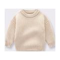 Baby Deals!Toddler Girl Clothes Clearance Baby Knit Sweater Boy Girl Sweater Infant Toddler Knitted Pullover Top Warm Solid Long Sleeve Clothes Thick Sweaters for Toddler Boys 6 Months-5 Years