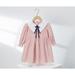 B91xZ Cute Dresses for Teen Girls Baby Girls Long Ruffled Sleeve Bowknot Corduroy Princess Dress Outfits (Pink 18-24 Months)