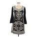 Aryeh Casual Dress - Mini Scoop Neck 3/4 sleeves: Black Dresses - Women's Size Medium