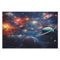 Planet Starry Sky 1000 Piece Wooden Jigsaw Puzzle- Brain Teaser Game for Adults & Children Educational Activities Jigsaws, Clear Print - Thick & Durable Puzzles Board （75 * 50cm）