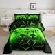 Gaming Down Comforter Set Kids Gamer Video Games Down Comforter for Boys Teens Modern Game Controller Bedding Set Breathable Green Gamer Console Duvet Insert/Quilt Set Single