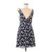 Forever 21 Contemporary Casual Dress: Blue Floral Motif Dresses - Women's Size Medium