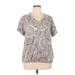 Croft & Barrow Short Sleeve Henley Shirt: Gray Print Tops - Women's Size 1X - Paisley Wash