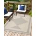 Gray/White 118 x 94 x 0.125 in Area Rug - The Twillery Co.® Walkerville Indoor/Outdoor Area Rug Polypropylene | 118 H x 94 W x 0.125 D in | Wayfair