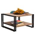 17 Stories Stracy Sled Coffee Table w/ Storage Wood/Metal in Black/Brown | 15.75 H x 27.56 W x 27.56 D in | Wayfair