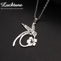 Lucktune Collier pendentif colibri fleur en filigrane en acier inoxydable pour hommes et femmes