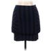 BCBGMAXAZRIA Casual Bodycon Skirt Knee Length: Blue Print Bottoms - Women's Size 2X-Small