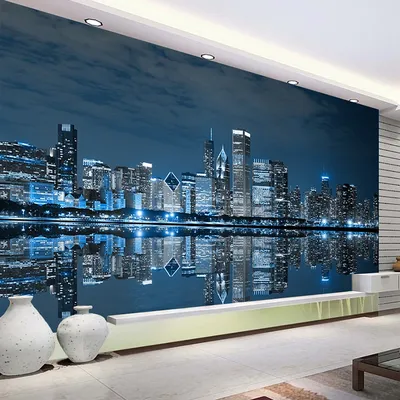 Benutzerdefinierte Wandbild Tapete Schwarz und Weiß New York Nachtansicht Stadt Gebäude Studie Wohnzimmer Sofa TV Hintergrund 3D Fototapete Image